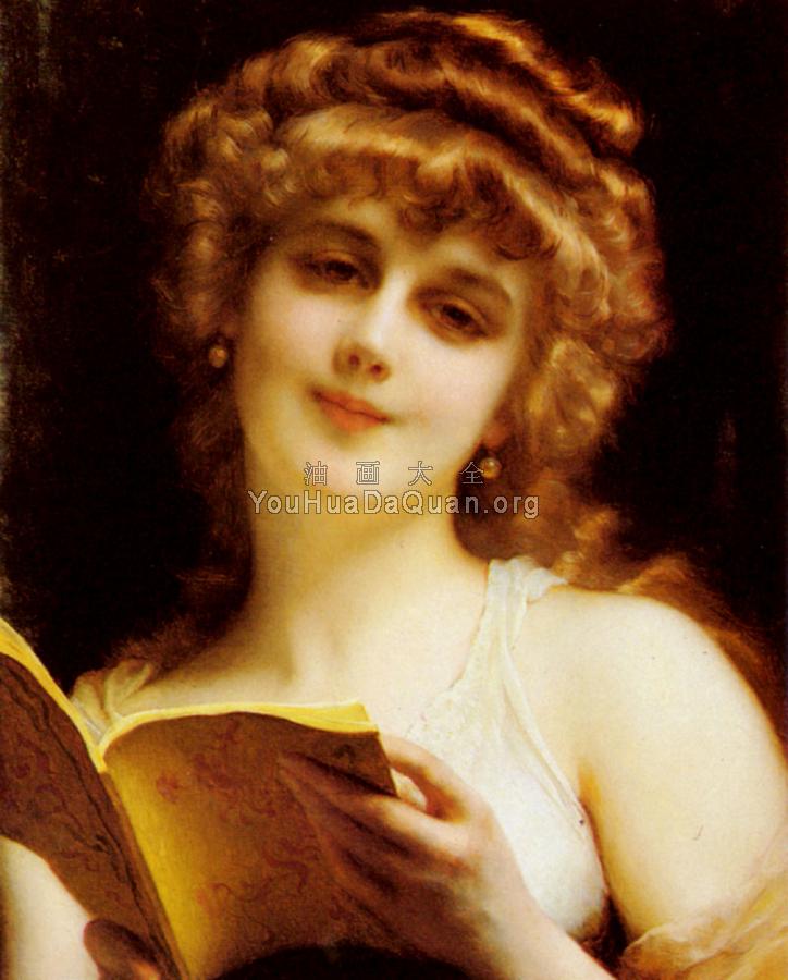 A Blonde Beauty Holding a Book - 埃蒂安·阿道夫·皮奥特